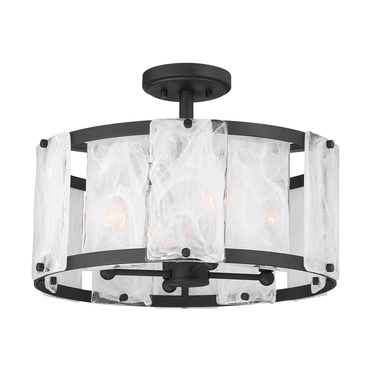 Veil Four Light Semi-Flush Mount in Dark Matte Black