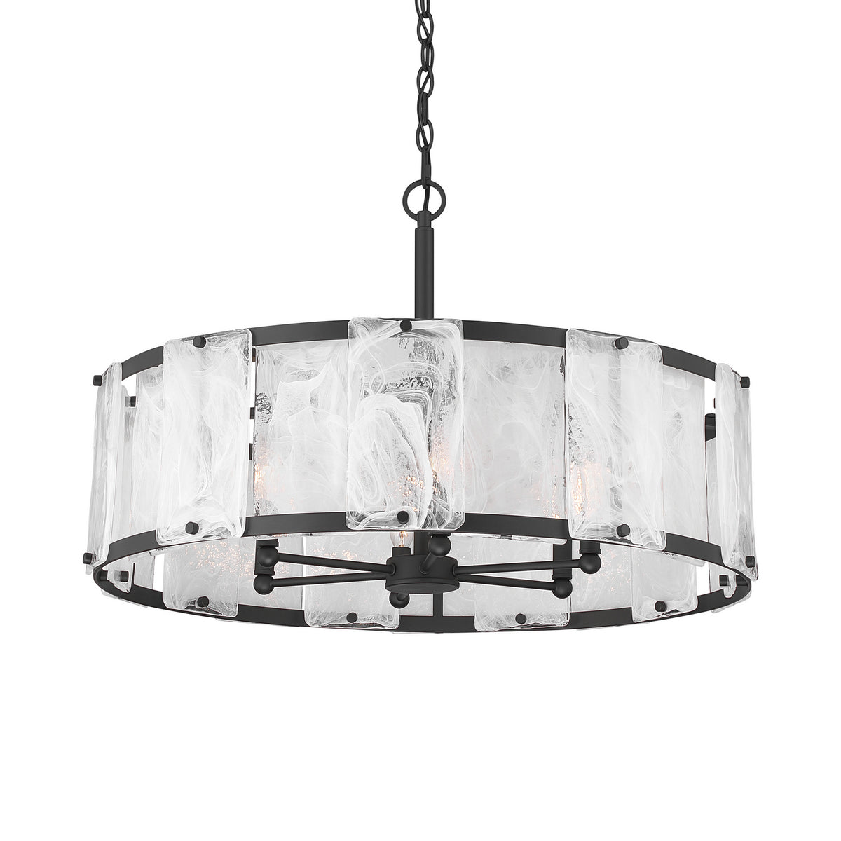Veil Six Light Pendant in Dark Matte Black