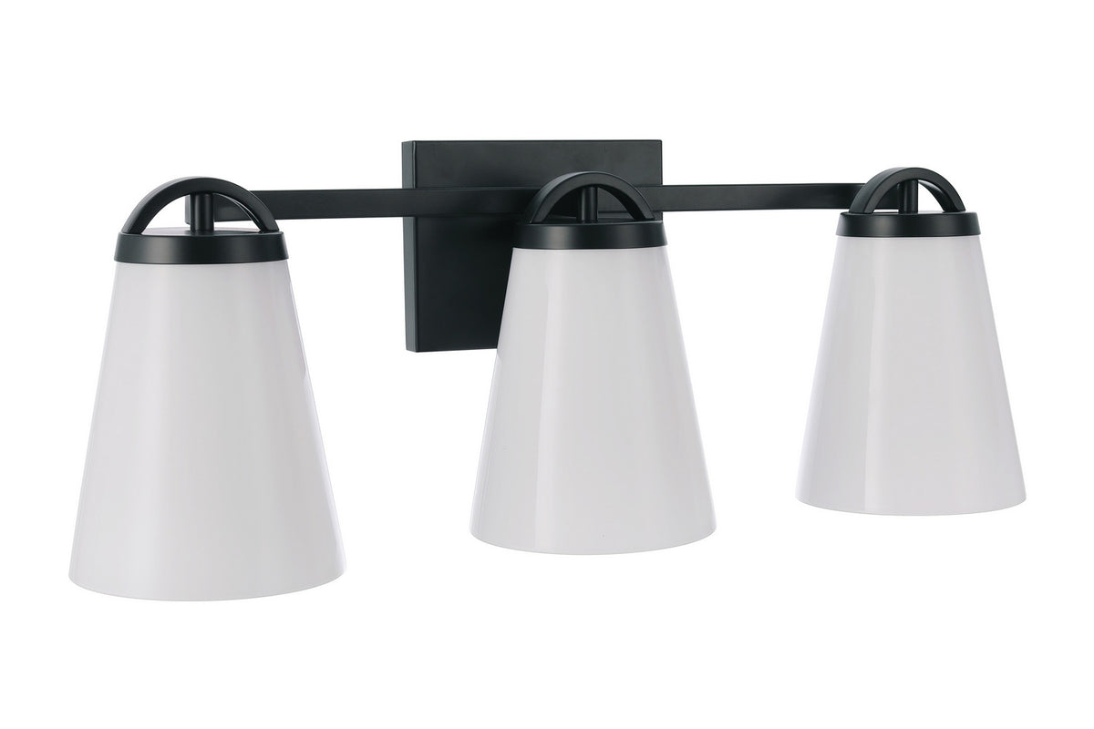 Zane Three Light Vanity in Flat Black