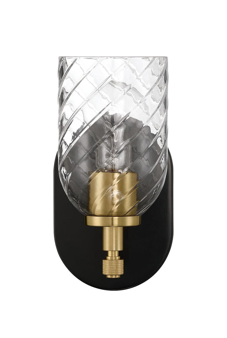 Council One Light Wall Sconce in Flat Black/Satin Brass