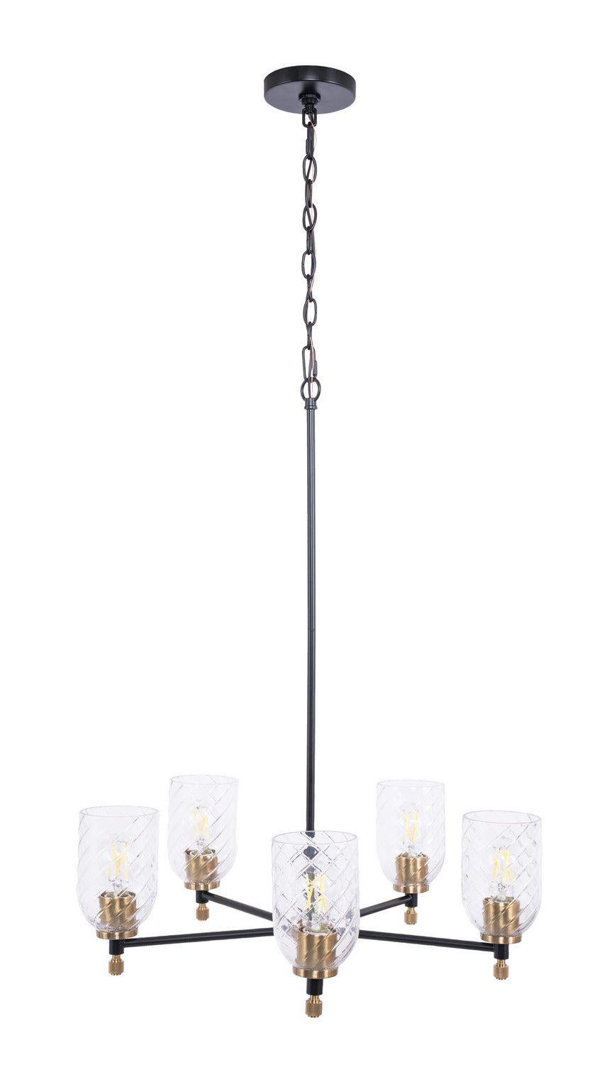 Council Five Light Chandelier in Flat Black/Satin Brass