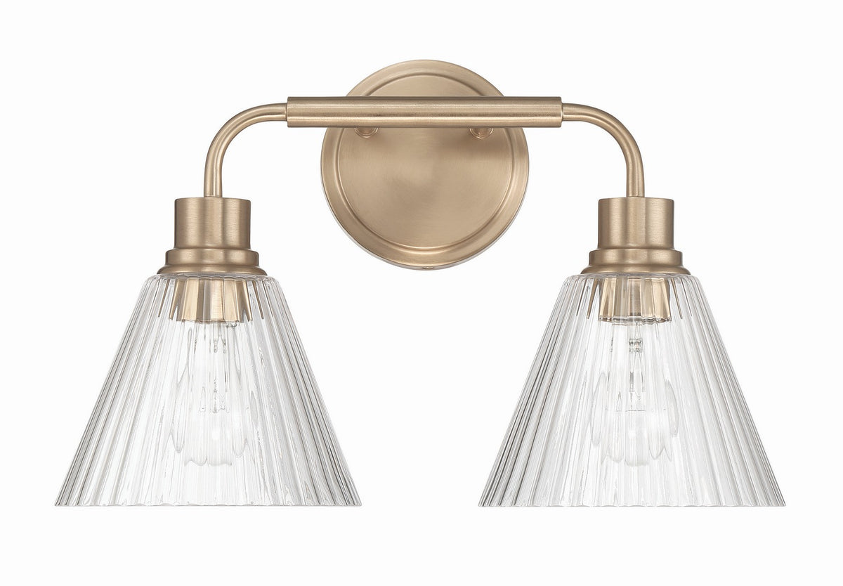 Pleated Two Light Vanity in Premium Bronze