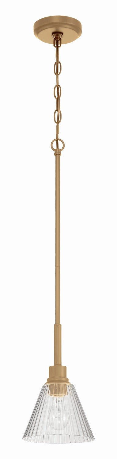 Pleated One Light Mini Pendant in Premium Bronze