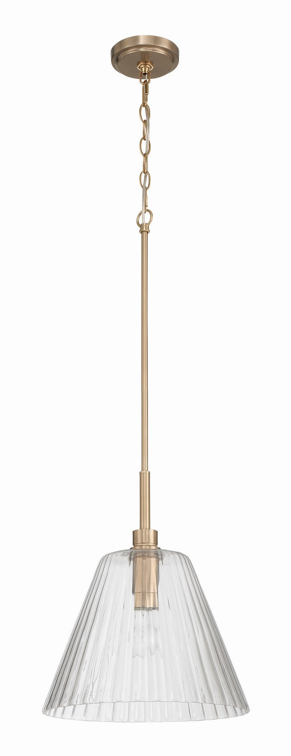 Pleated One Light Pendant in Premium Bronze