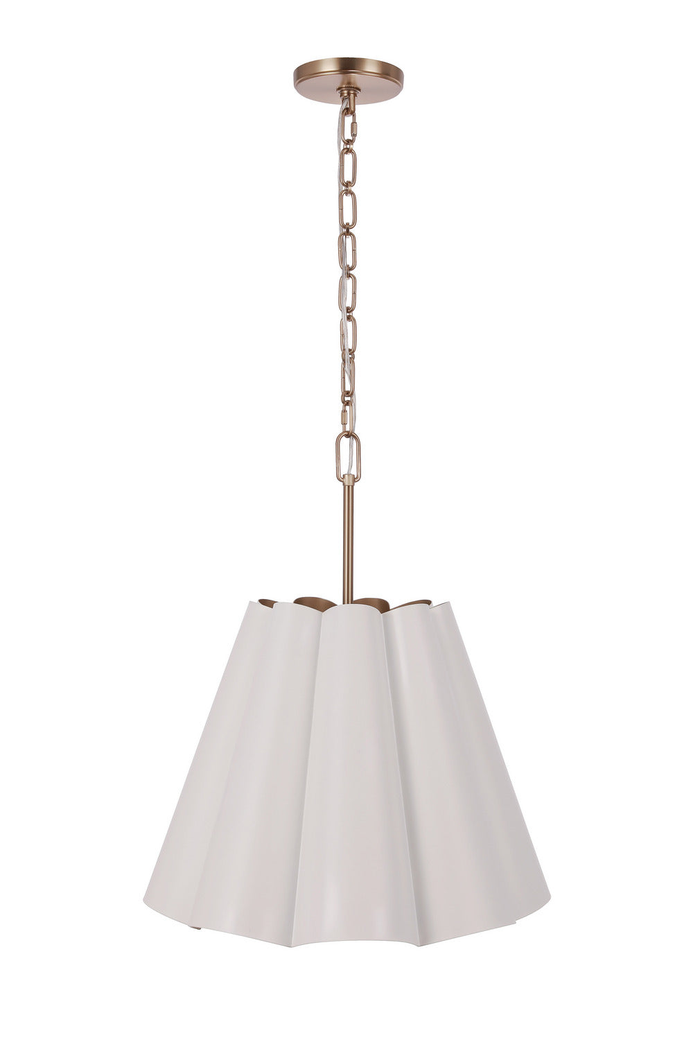 Poppie Three Light Pendant in White/Satin Brass