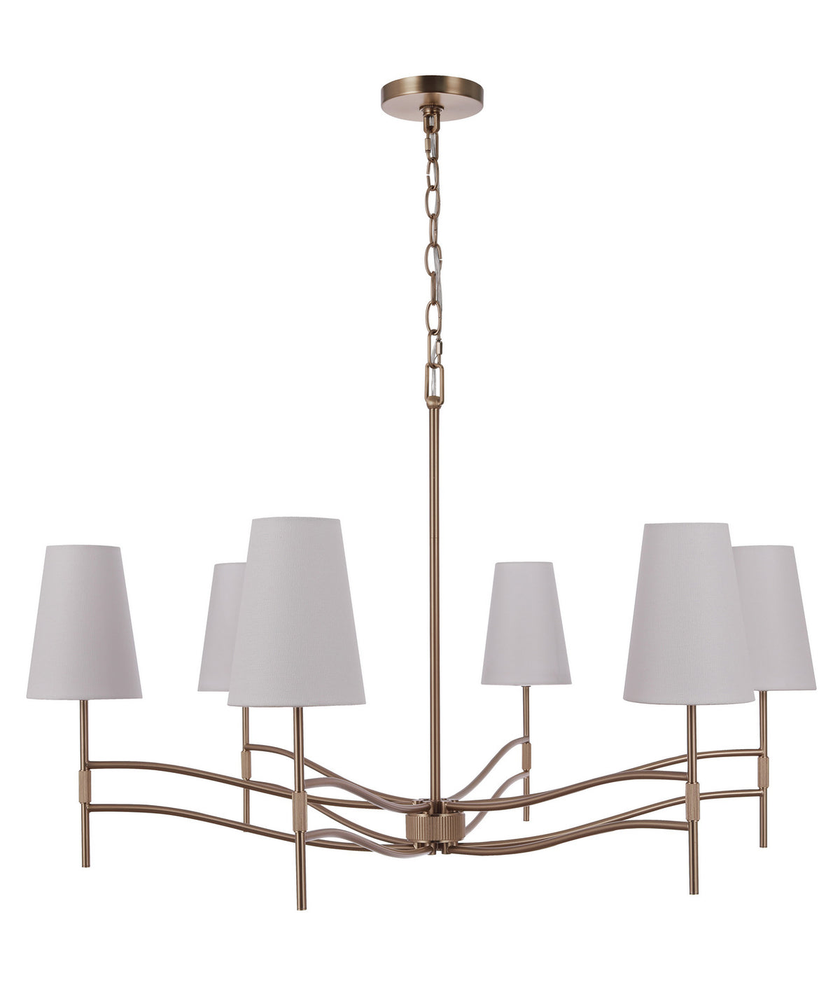 Astor Six Light Chandelier in Satin Brass