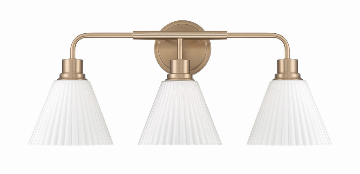 Pleated II Three Light Vanity in Premium Bronze