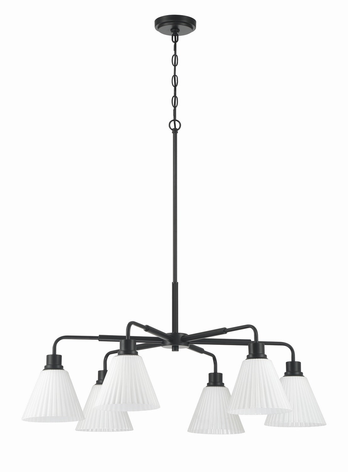 Pleated II Six Light Chandelier in Flat Black