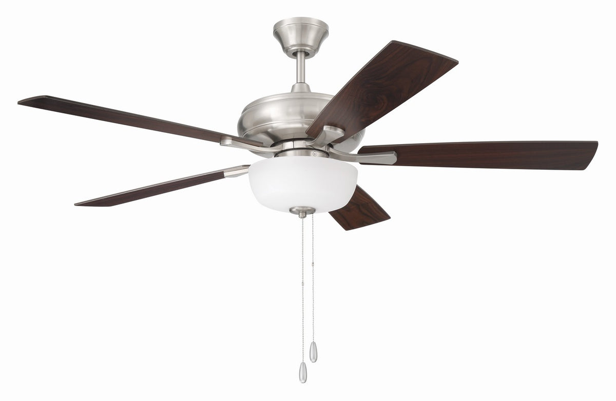 EOS 2 Light Frosted White Bowl 52" Ceiling Fan 52" Ceiling Fan in Brushed Polished Nickel
