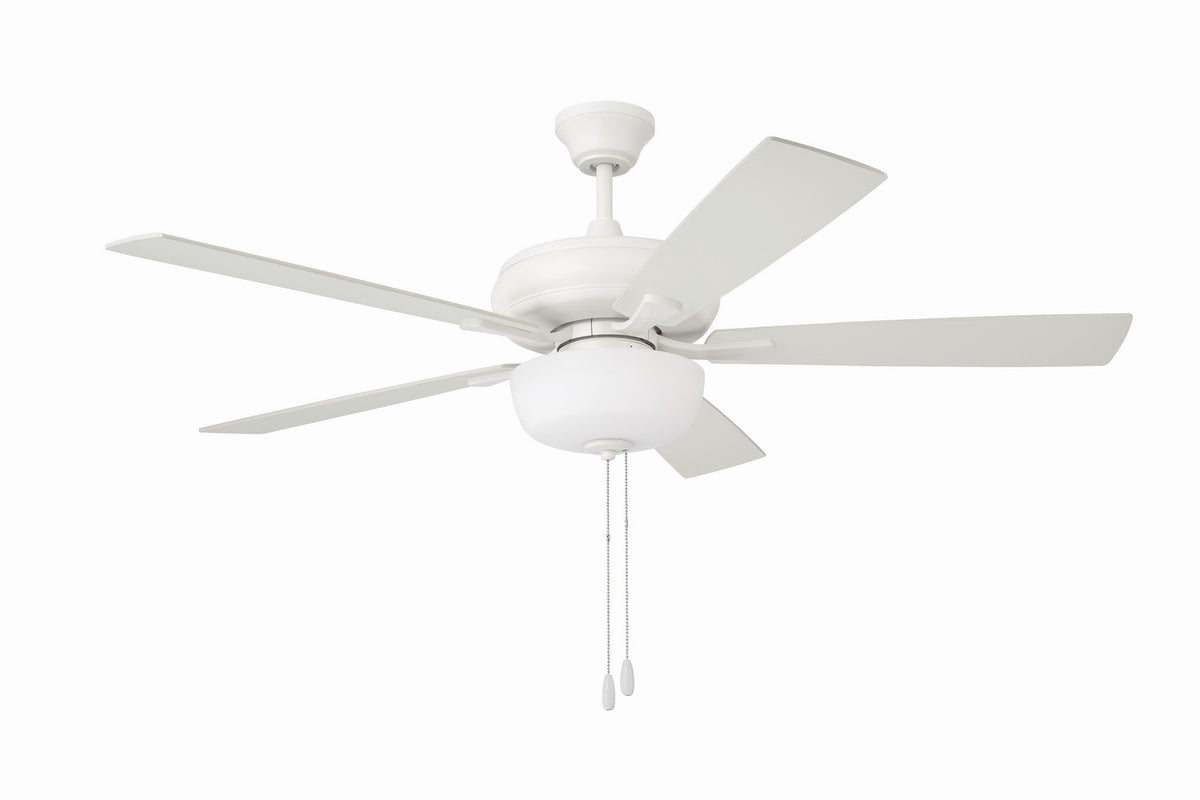 EOS 2 Light Frosted White Bowl 52" Ceiling Fan 52" Ceiling Fan in White