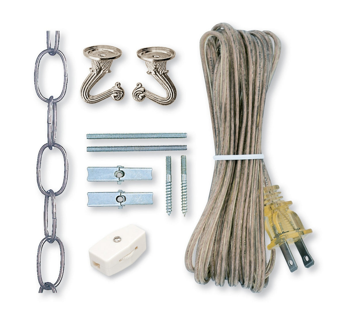 Satco S70-489 Swag Lite Kit, 12 Foot, Nickel Finish