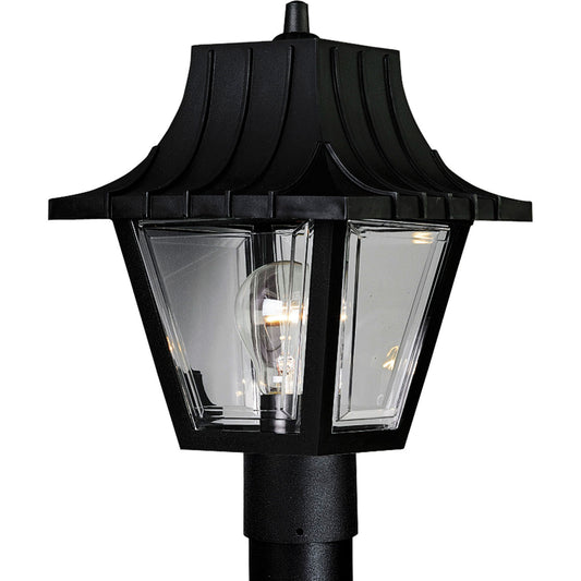 Mansard One Light Post Lantern in Textured Black