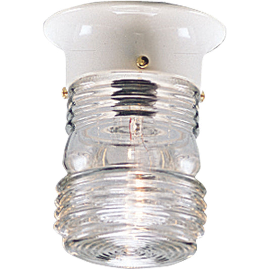 Utility Lantern One Light Outdoor Flush Mount in White