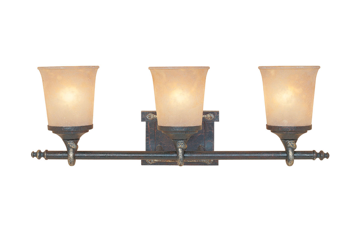 Austin Three Light Bath Bar in Weathered Saddle