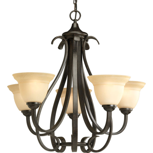 Torino Five Light Chandelier in Forged Bronze