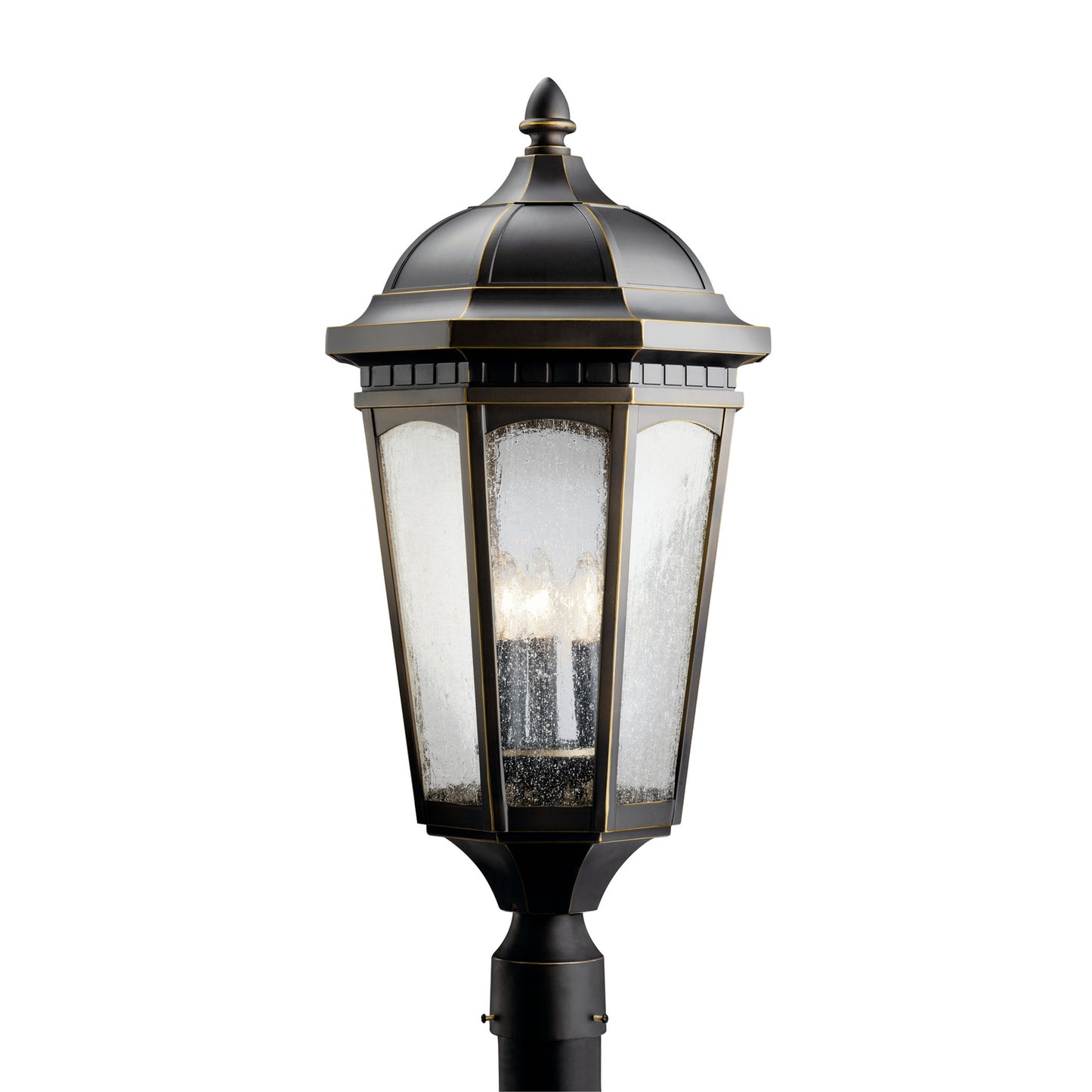 Courtyard Three Light Outdoor Post Mount in Rubbed Bronze