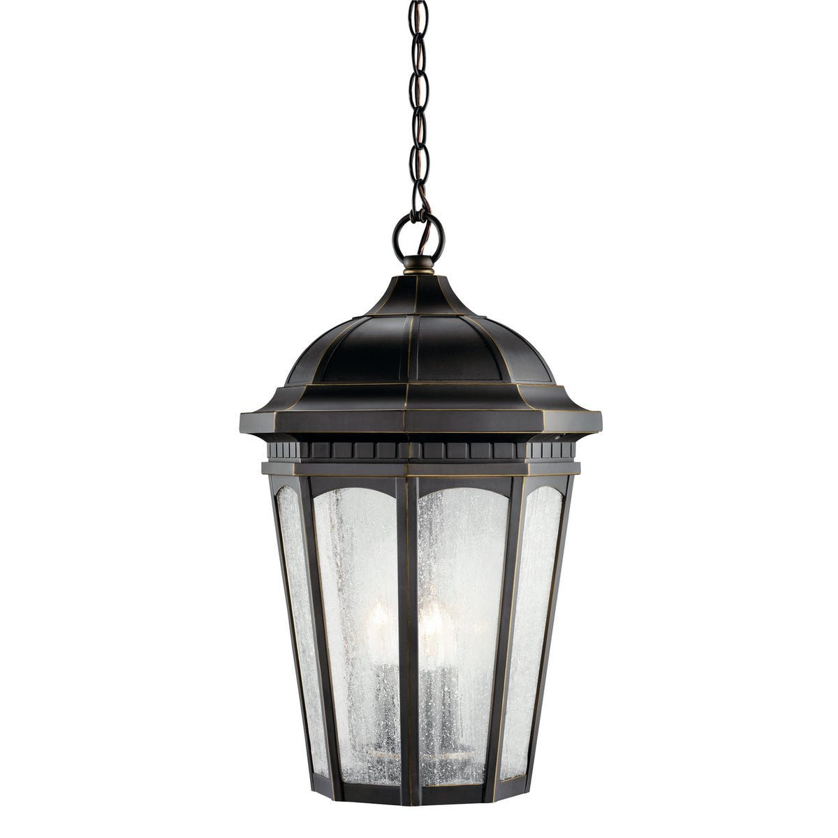 Courtyard Three Light Outdoor Pendant in Rubbed Bronze
