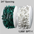 Sival C7 commercial Christmas light spool 1000 ft white wire, 500 E12 sockets, XSC1000W24