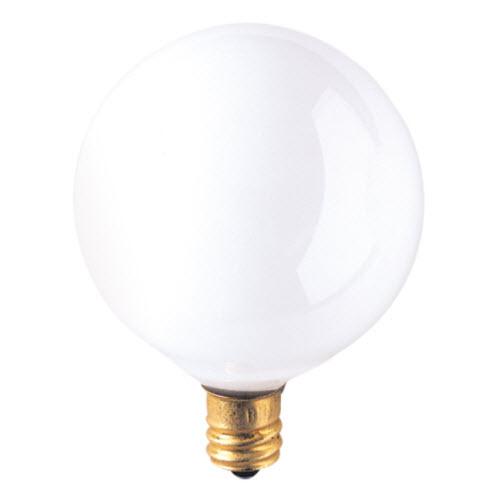 25W G16 1/2 Globe White E12 Candelabra 120V 391025 25G16WH2