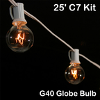 Sival C7 string light 25 ft white wire with clear globe bulbs, E12, view 2
