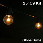 Sival 25 ft Black C9 Light String w/ Clear Globe Bulbs