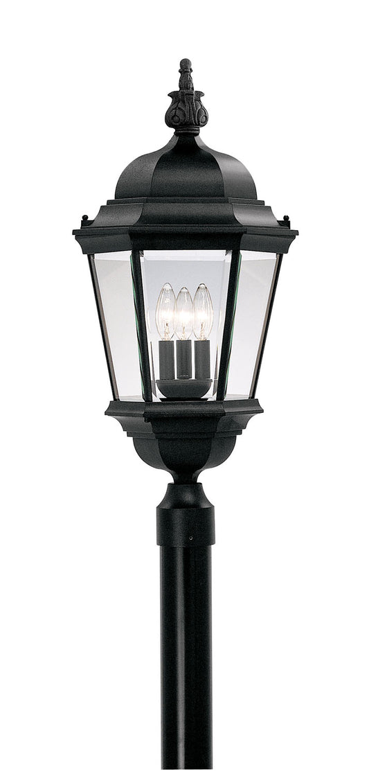 Builder Cast Aluminum Three Light Post Lantern in Black