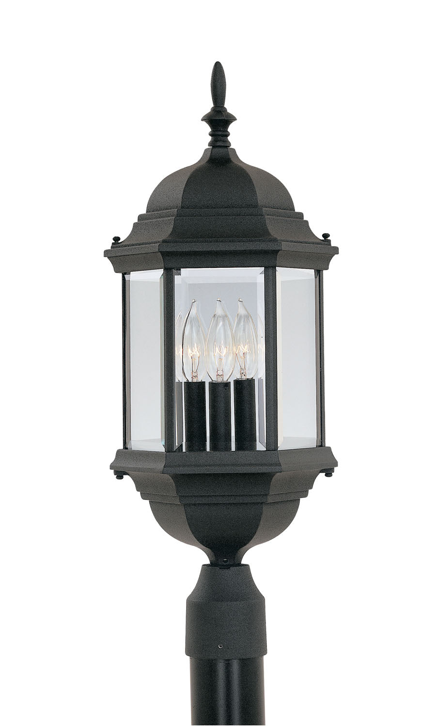 Devonshire Three Light Post Lantern in Black