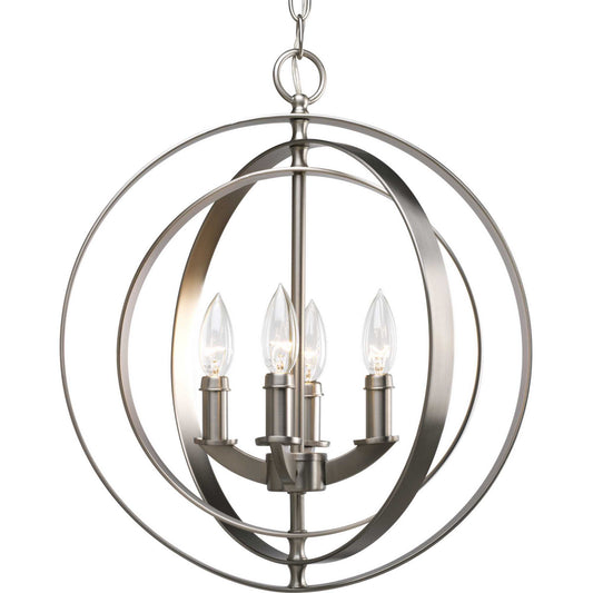 Equinox Four Light Foyer Pendant in Burnished Silver