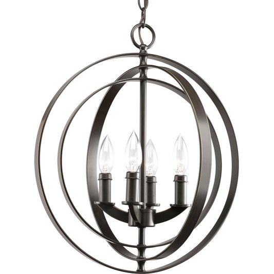 Equinox Four Light Foyer Pendant in Antique Bronze