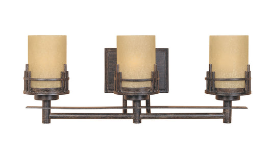 Mission Ridge Three Light Bath Bar in Warm Mahogany