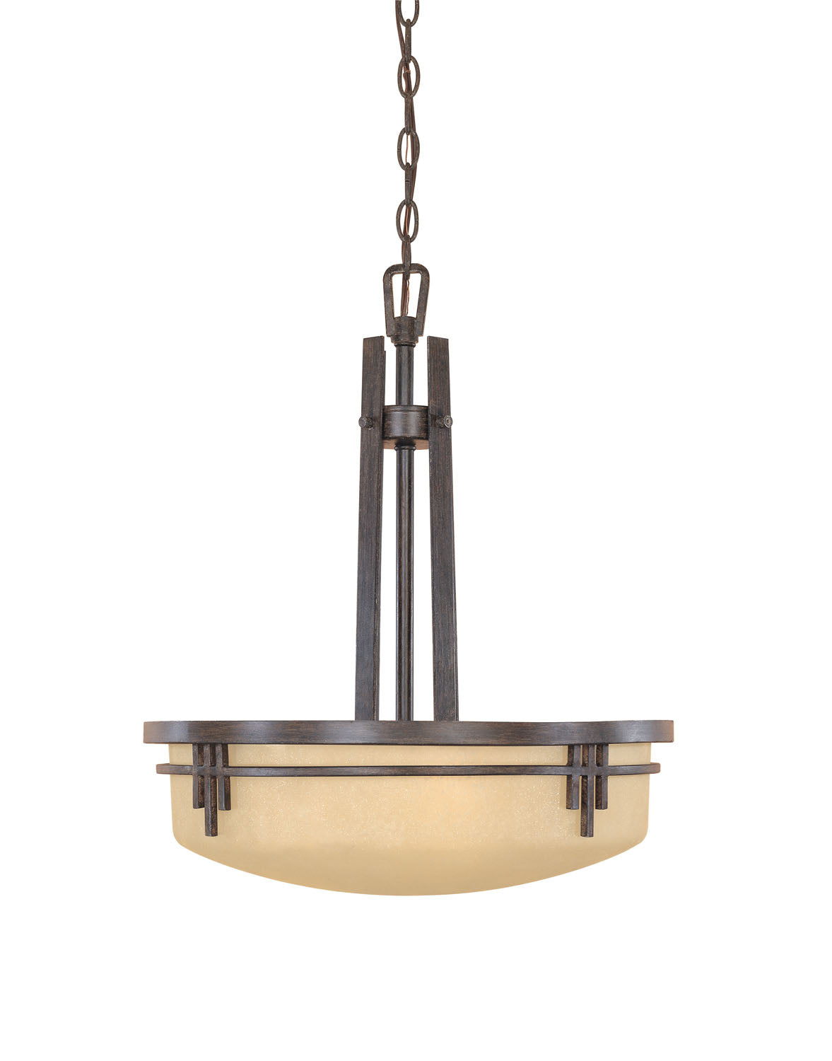 Mission Ridge Three Light Pendant in Warm Mahogany
