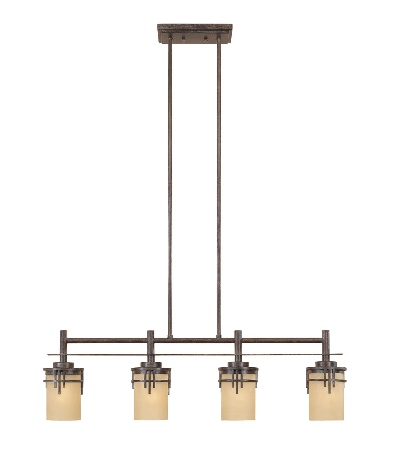 Mission Ridge Four Light Island Pendant in Warm Mahogany