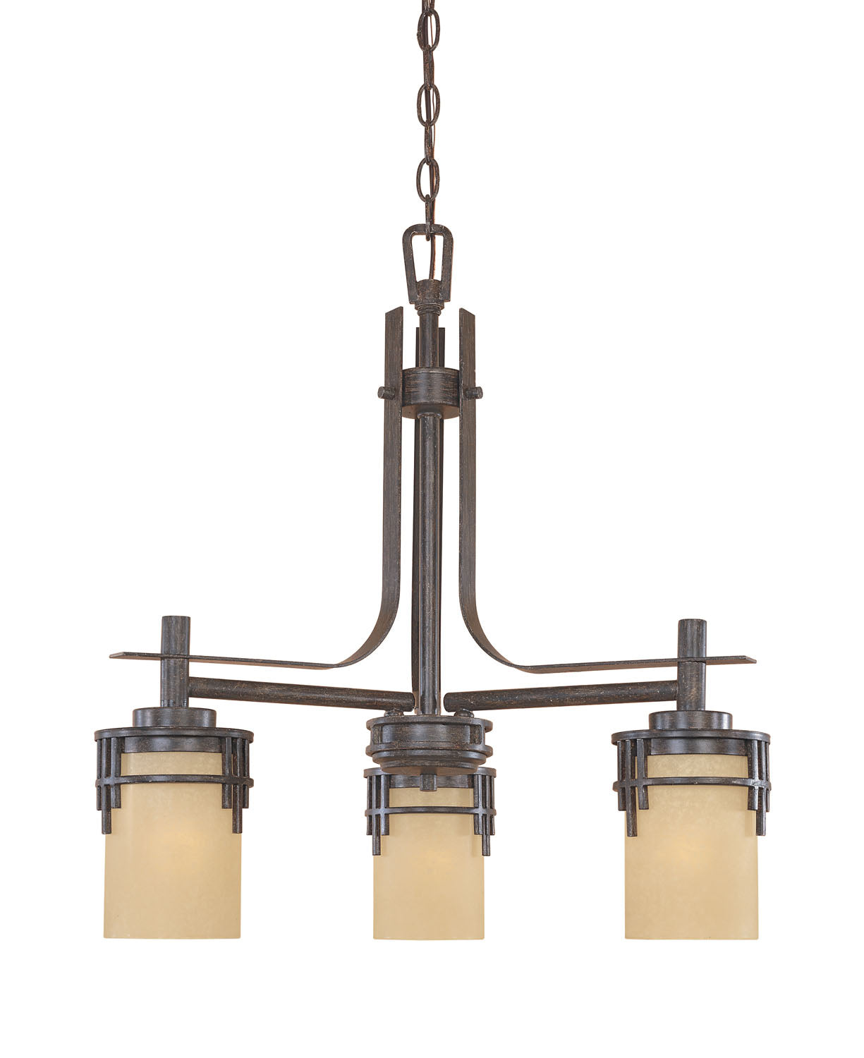 Mission Ridge Three Light Chandelier in Warm Mahogany
