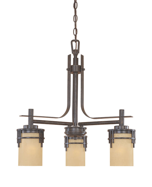 Mission Ridge Three Light Chandelier in Warm Mahogany