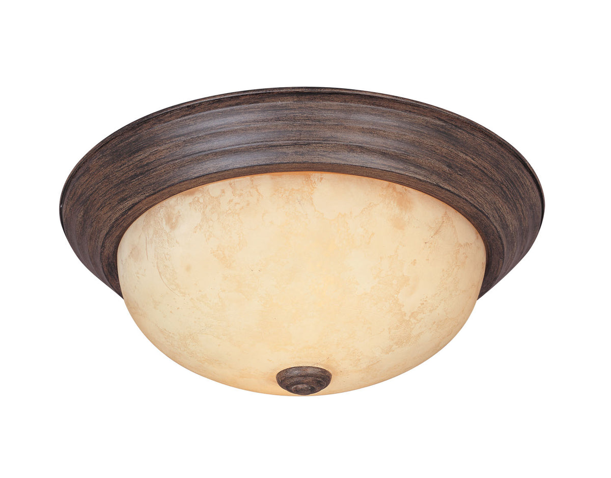 Decorative Flushmount Two Light Flushmount in Warm Mahogany