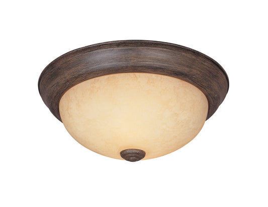 Decorative Flushmount Three Light Flushmount in Warm Mahogany