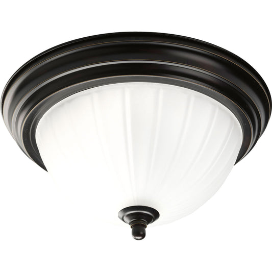 Melon Glass One Light Flush Mount in Antique Bronze