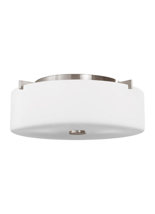 Sunset Drive Two Light Flush Mount in Brushed Steel