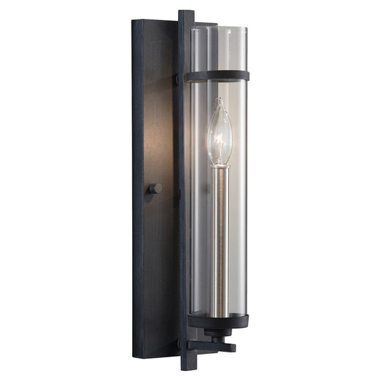 Ethan One Light Wall Sconce in Antique Forged Iron / Brushed Steel