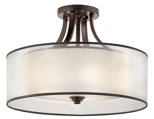 Lacey Four Light Semi Flush Mount in Mission Bronze