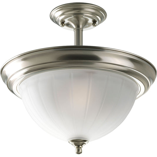 Melon Glass Two Light Semi-Flush Mount in Brushed Nickel