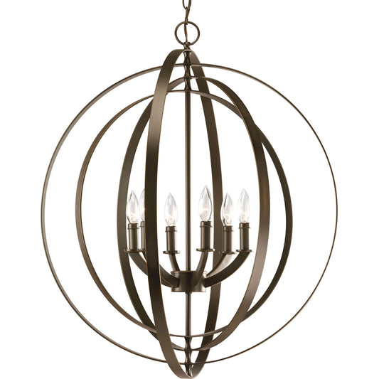 Equinox Six Light Foyer Pendant in Antique Bronze