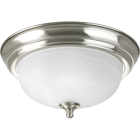 Dome Glass - Alabaster One Light Flush Mount in Brushed Nickel