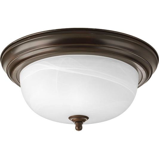 Dome Glass - Alabaster Two Light Flush Mount in Antique Bronze