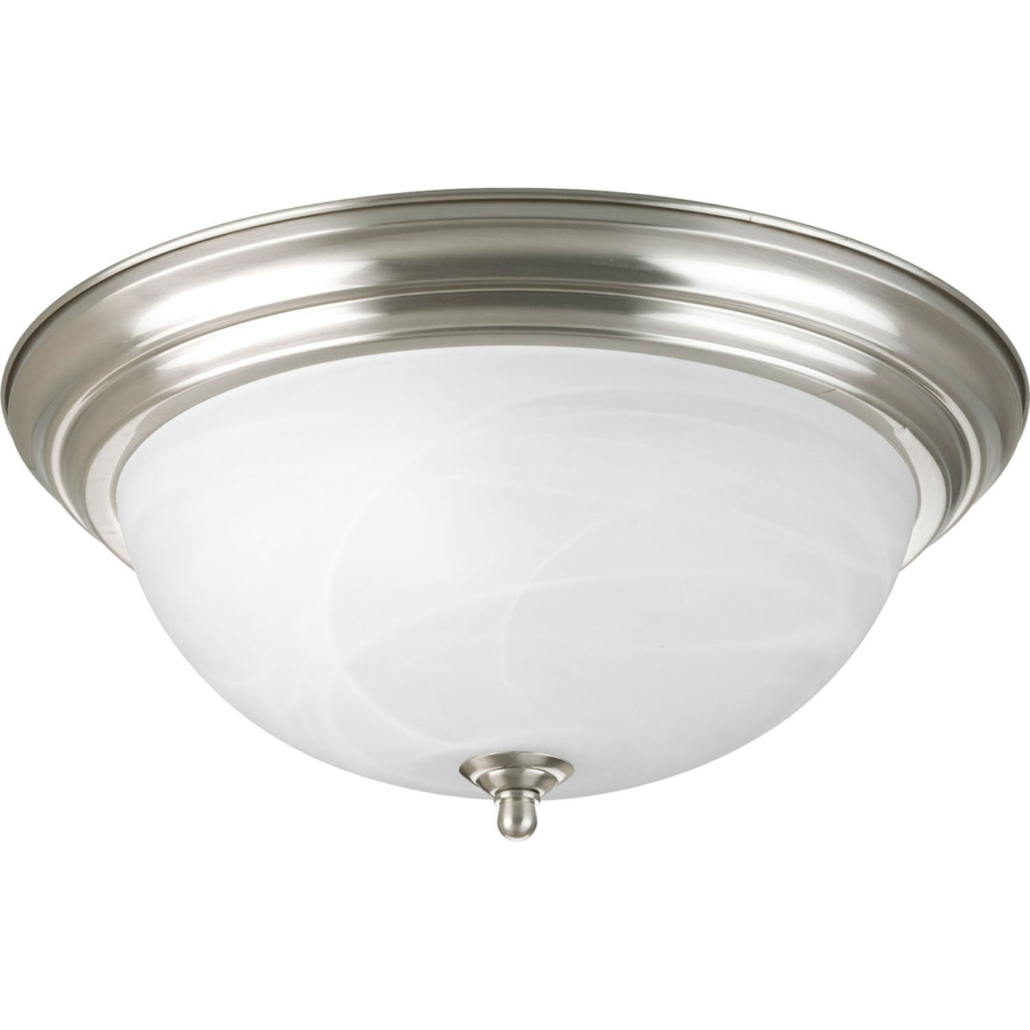 Dome Glass - Alabaster Three Light Flush Mount in Brushed Nickel