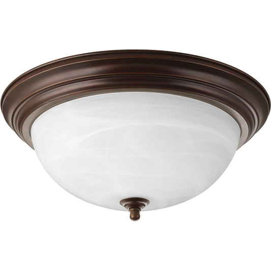 Dome Glass - Alabaster Three Light Flush Mount in Antique Bronze