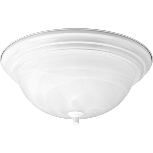 Dome Glass - Alabaster Three Light Flush Mount in White