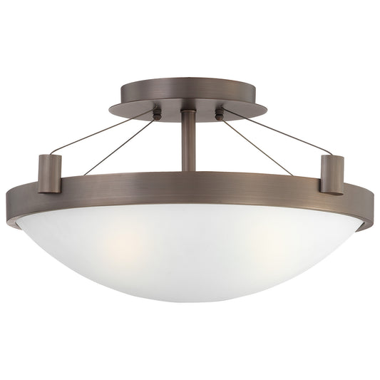Suspended Three Light Semi Flush Mount in Copper Bronze Patina