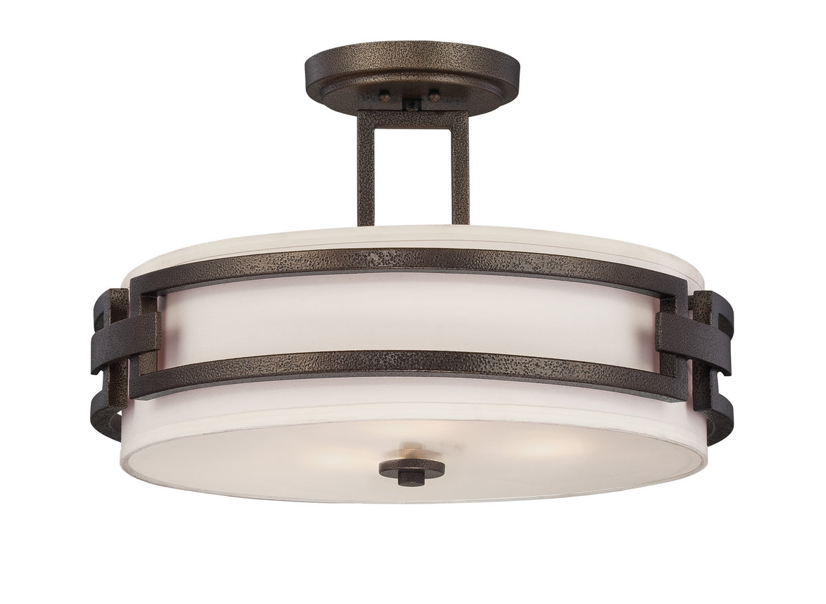 Del Ray Three Light Semi Flush Mount in Flemish Bronze