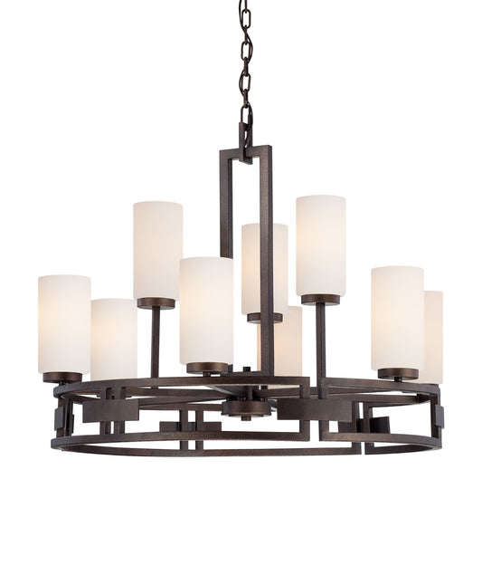 Del Ray Nine Light Chandelier in Flemish Bronze